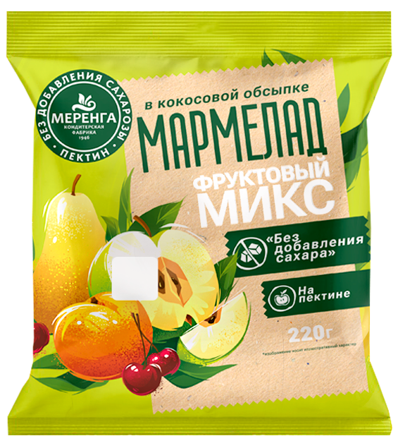  Меренга Мармелад без сахара в кокосовой обсыпке Фруктовый микс, 220г   в Елабуге
