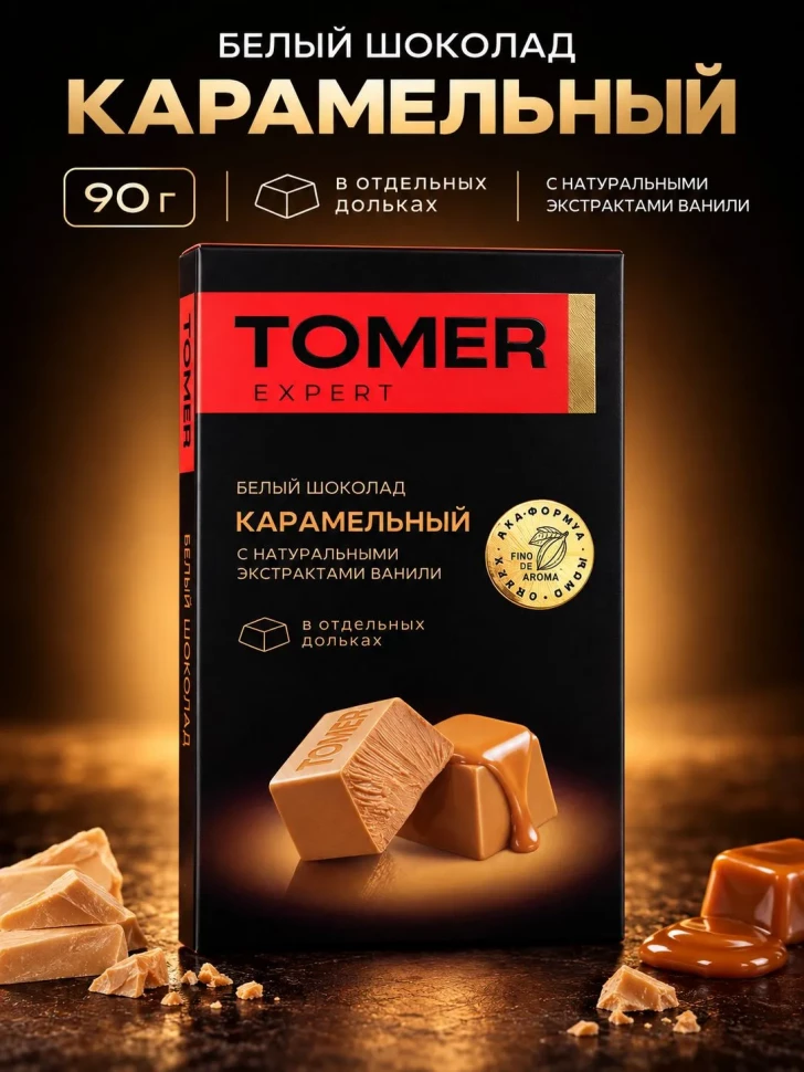  Фабрика Томер  Белый шоколад КАРАМЕЛЬНЫЙ, 90г  в Елабуге