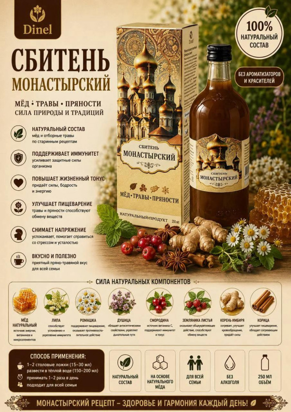 №2 Сбитень Монастырский, 250мл  в Елабуге
